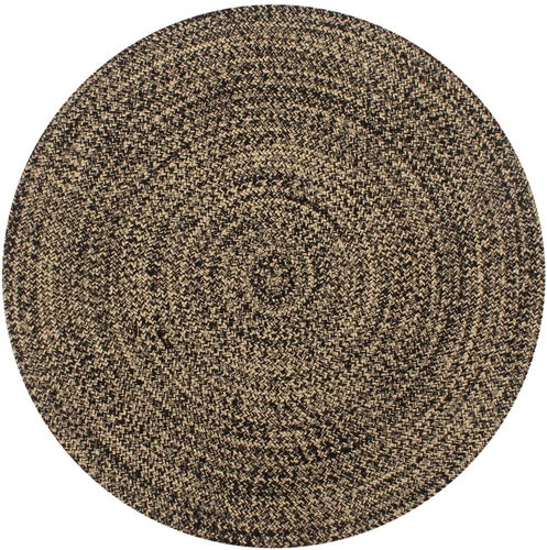 Handmade jute carpet black and natural 150 cm - Carpet - Main image