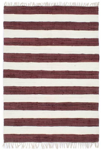 Hand-woven rug Chindi cotton 80x160 cm burgundy-white - Carpet - Main image