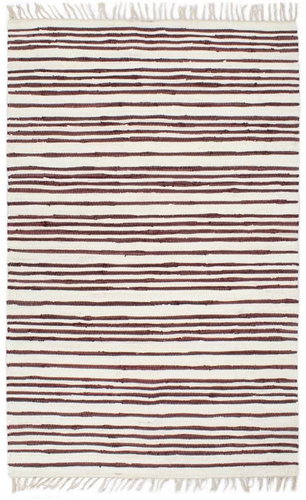 Hand-woven rug Chindi cotton 120x170 burgundy-white - Carpet - Main image