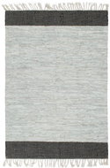 Hand-woven rug Chindi leather 80x160 cm light gray and black - Carpet