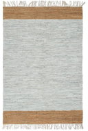 Hand-woven rug Chindi leather 80x160 cm light gray / bronze - Carpet