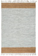 Hand-woven rug Chindi leather 160x230 cm light gray / bronze - Carpet