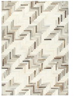 Koberec pravá kůže se srstí patchwork 80x150 cm šedo-bílý - Koberec