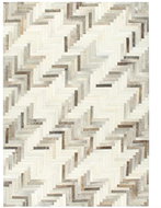 Koberec pravá kůže se srstí patchwork 160x230 cm šedo-bílý - Koberec