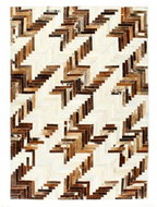 Koberec pravá kůže se srstí patchwork 160x230 cm hnědo-bílý - Koberec