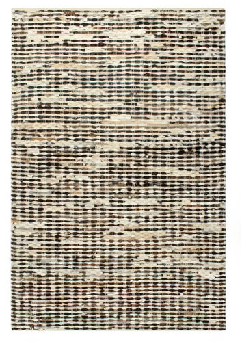 Genuine leather rug with fur 160x230 cm black and white - Carpet - Main image