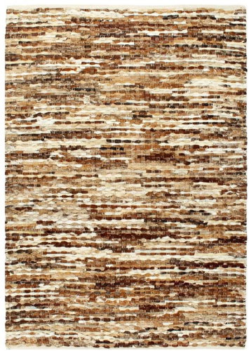 Carpet genuine leather with fur 120x170 cm brown-white - Carpet - Main image