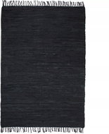 Hand-woven rug Chindi leather 160x230 cm black - Carpet