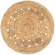 Piece jute carpet with braided design 90 cm round - Carpet