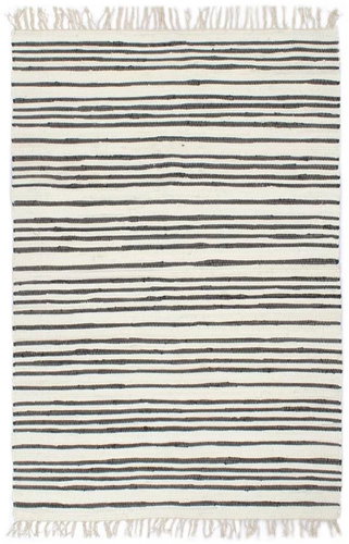 Ručně tkaný koberec Chindi bavlna 160×230 cm antracitovo-bílý - Koberec - Main image