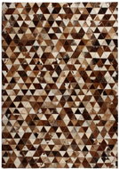 Koberec patchwork pravá kůže 120x170 cm trojúhelníky hnědobílý  - Koberec