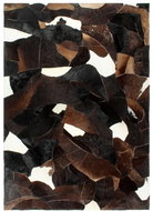 Koberec pravá kůže se srstí patchwork 120x170 cm černobílohnědý - Koberec