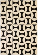 Moderní koberec s geometrickým vzorem 140×200 cm béžovo-černý - Koberec