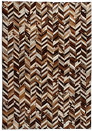 Koberec patchwork pravá kůže 160x230cm chevron hnědobílý  - Koberec