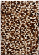 Koberec patchwork pravá kůže 160x230 cm trojúhelníky hnědobílý  - Koberec