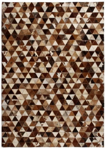 Koberec patchwork pravá kůže 160x230 cm trojúhelníky hnědobílý Main image Koberec patchwork pravá kůže 160x230 cm trojúhelníky hnědobílý - Koberec - Main image