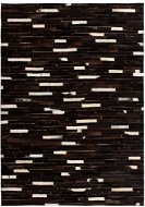 Koberec patchwork pravá kůže 160x230 cm pruhy černobílý  - Koberec