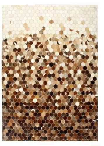 Koberec pravá kůže se srstí patchwork 160×230 cm hnědo-bílý - Koberec - Main image