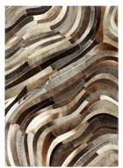 Koberec pravá kůže se srstí patchwork 160x230 cm šedo-stříbrný - Koberec