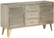 Chest of Drawers, Solid Mango Grey with Brass 140x45x80cm - Chest of Drawers