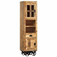 Chest of drawers with wheels 38 x 30 x 143 cm massive rough mango tree - Chest of Drawers