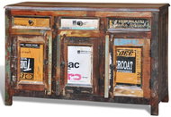 Sideboard 3 drawers and 3 doors solid recycled wood 240953 - Sideboard