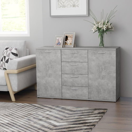Sideboard concrete gray 120 x 35.5 x 75 cm chipboard 801332 - Sideboard - Main image