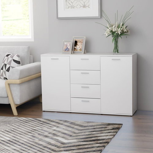 Sideboard white 120 x 35.5 x 75 cm chipboard 801328 - Sideboard - Main image