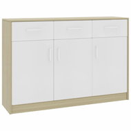 Sideboard white and sonoma oak 110 x 34 x 75 cm chipboard 800707 - Sideboard