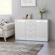 White sideboard with high gloss 120 x 35.5 x 75 cm chipboard 801334 - Sideboard