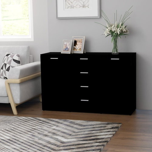 Sideboard black 120 x 35.5 x 75 cm chipboard 801329 - Sideboard - Main image