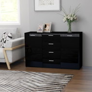 Black sideboard with high gloss 120 x 35.5 x 75 cm chipboard 801335 - Sideboard