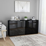 Black sideboard with high gloss 160 x 36 x 75 cm chipboard 3054778 - Sideboard