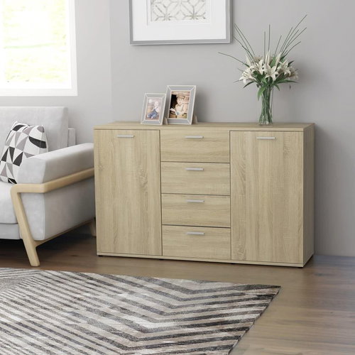 Sideboard oak sonoma 120 x 35.5 x 75 cm chipboard 801331 - Sideboard - Main image