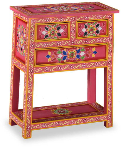 Sideboard made of solid mango tree hand painted pink - Sideboard - Main image
