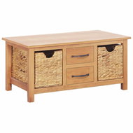 Sideboard 88 x 53 x 43 cm solid oak and water hyacinth - Sideboard