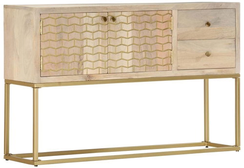 Gold sideboard 120 x 30 x 75 cm solid mango wood - Sideboard - Main image