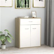 Sideboard white and sonoma oak 60 x 30 x 75 cm chipboard - Sideboard