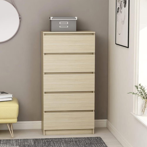 Sideboard with drawers sonoma oak 60 x 35 x 121 cm chipboard - Sideboard - Main image