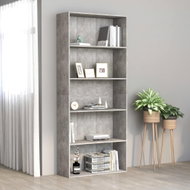 5-storey bookcase concrete gray 80 x 30 x 189 cm chipboard 801030 - Bookshelf
