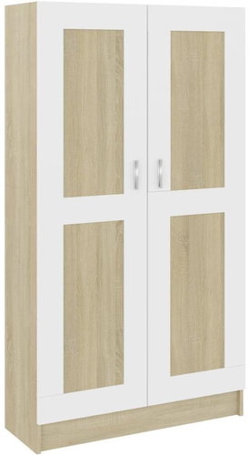 Bookcase white and sonoma oak 82.5 x 30.5 x 150 cm chipboard 802728 - Bookshelf - Main image