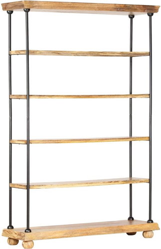 Bookcase with 5 Shelves 120x35x180cm Solid Mango Tree and Steel 286267 - Bookshelf - Main image