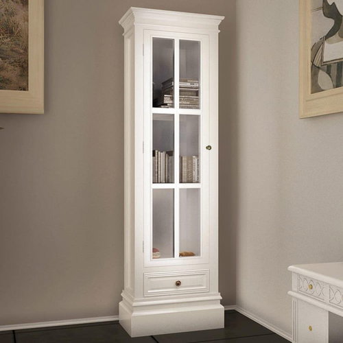 Chic glass bookcase with 3 white wooden shelves - Bookshelf - Main image