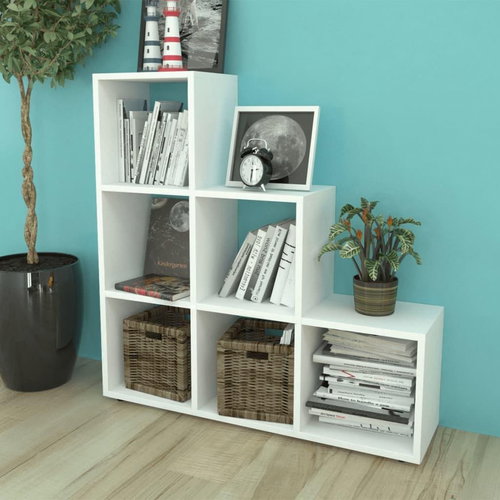 Staircase library / display shelf, 107 cm, white - Bookshelf - Main image