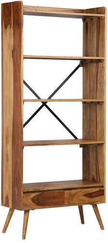 Solid Sheesham Wood Bookcase 75 x 30 x 170cm - Bookshelf - Main image