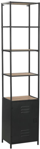 Bookcase made of solid fir wood and steel 40.5x32.5x180 cm - Bookshelf - Main image