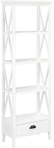 Bookcase with 1 drawer white 60 x 30 x 170 cm MDF - Bookshelf - Main image