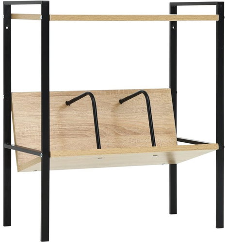 Bookcase with 2 shelves black and oak 52 x 28 x 59 cm chipboard - Bookshelf - Main image