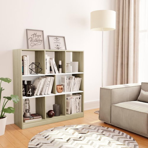 Bookcase white and sonoma oak 97.5 x 29.5 x 100 cm chipboard - Bookshelf - Main image