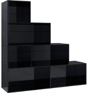 Bookcase / screen black high gloss 155x24x160 cm chipboard - Bookshelf